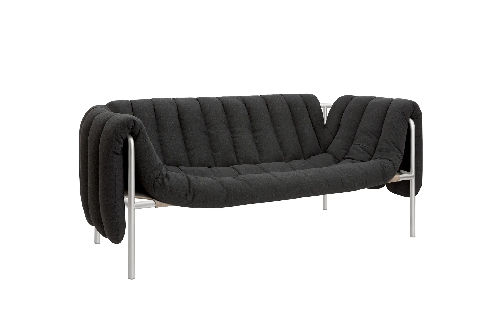 Puffy 2,5-seater sofa 205 cm, Anthracite-stainless steel Hem
