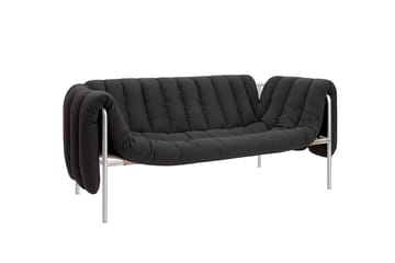Puffy 2,5-seater sofa 205 cm - Anthracite-stainless steel - Hem