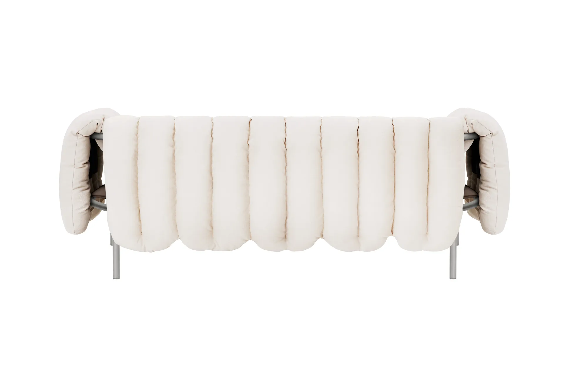 Puffy 2,5-seater sofa 205 cm, Natural-stainless steel Hem
