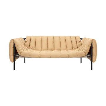 Puffy 2,5-seater sofa 205 cm - Sand leather-black grey - Hem