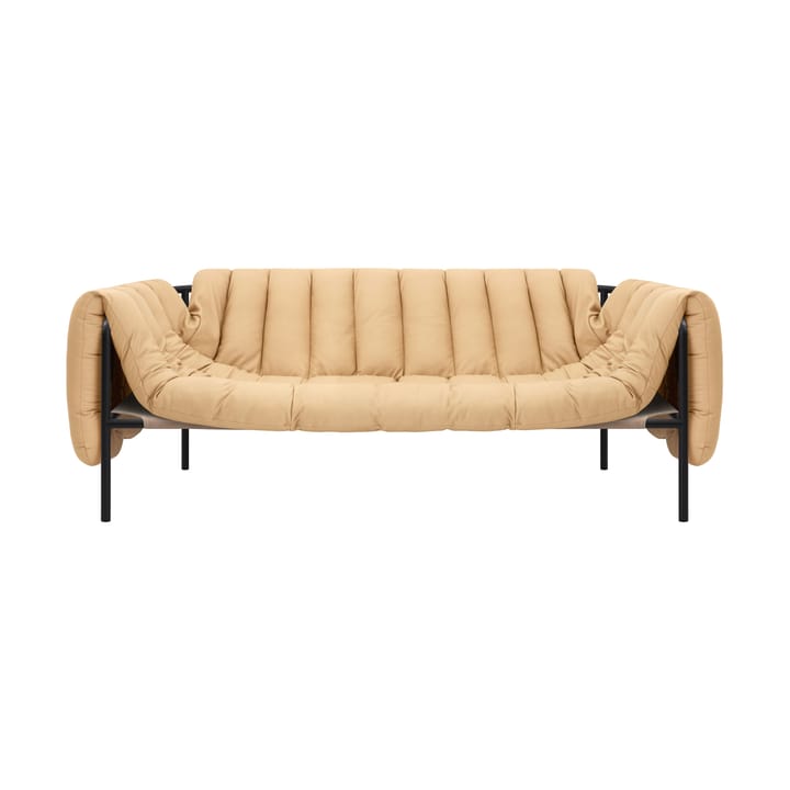 Puffy 2,5-seater sofa 205 cm - Sand leather-black grey - Hem