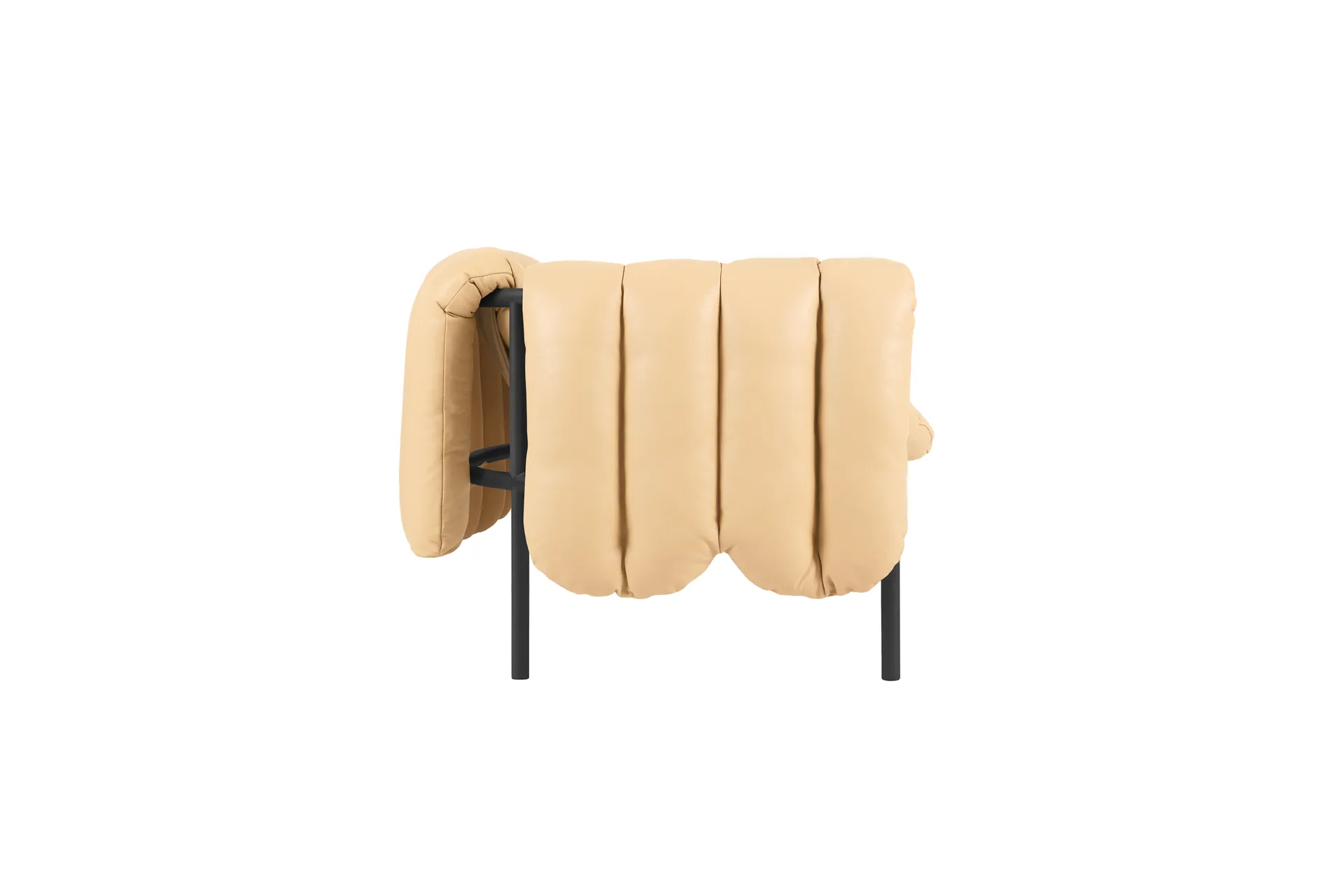 Puffy 2,5-seater sofa 205 cm, Sand leather-black grey Hem