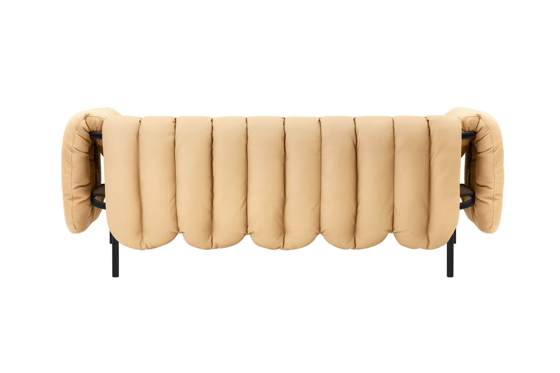 Puffy 2,5-seater sofa 205 cm, Sand leather-black grey Hem