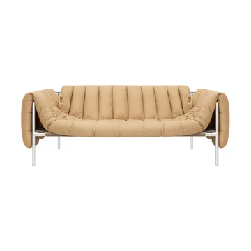 Puffy 2,5-seater sofa 205 cm - Sand leather-stainless steel - Hem
