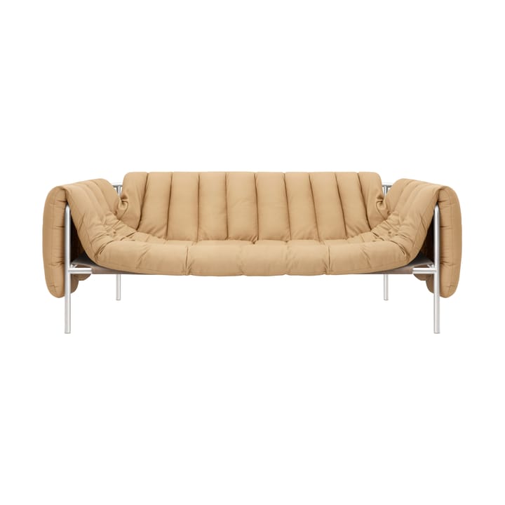 Puffy 2,5-seater sofa 205 cm - Sand leather-stainless steel - Hem