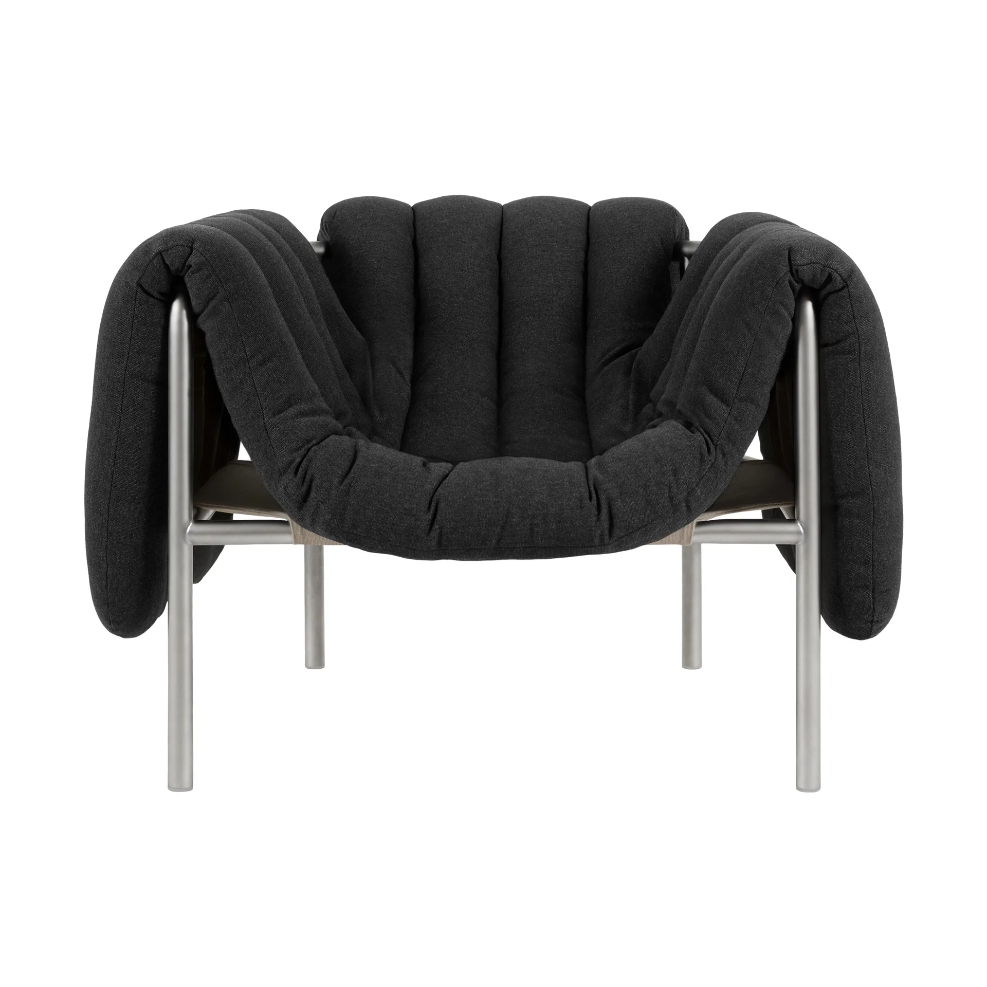 Puffy lounge chair, Anthracite-stainless steel Hem