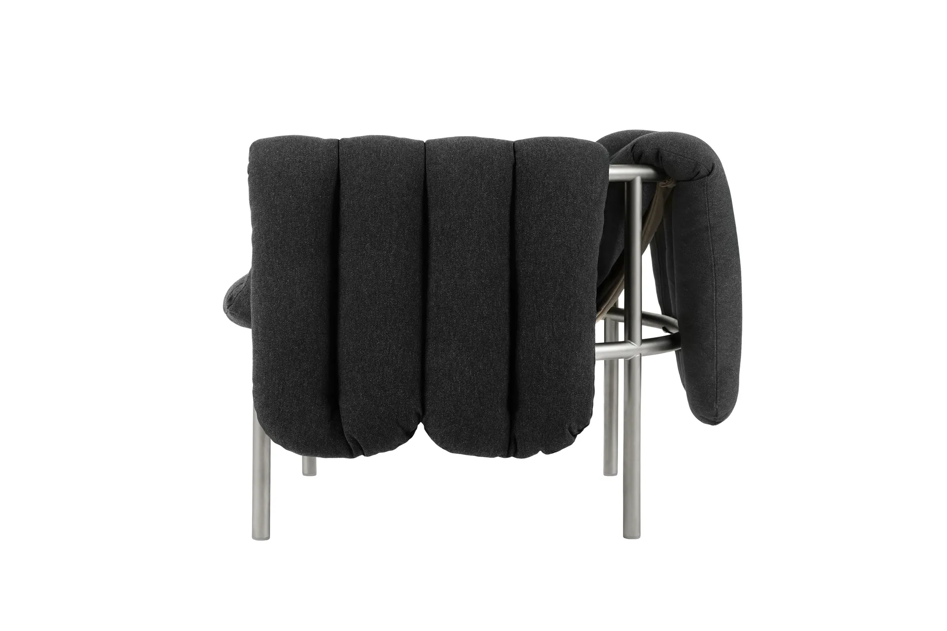 Puffy lounge chair, Anthracite-stainless steel Hem