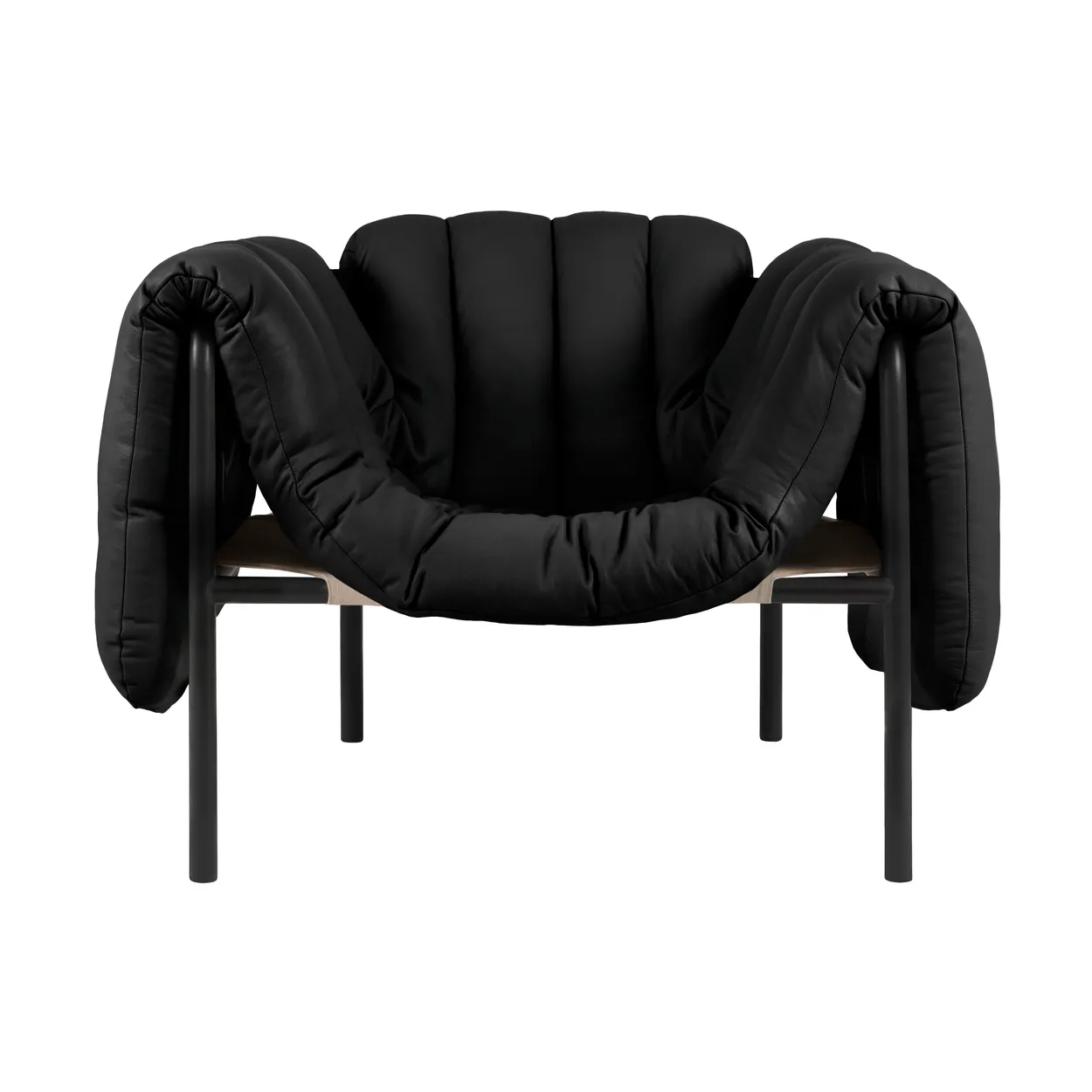 Hem Puffy lounge chair Black leather-black grey | Scandinavian Design | Chairs | Black