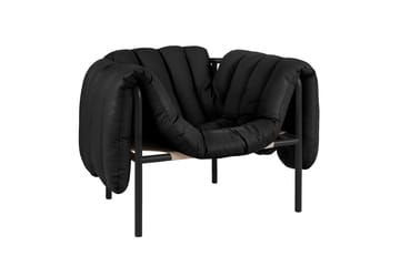 Puffy lounge chair - Black leather-black grey - Hem