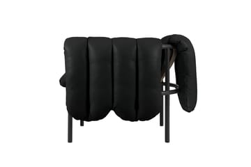Puffy lounge chair - Black leather-black grey - Hem
