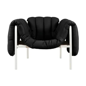 Puffy lounge chair - Black leather-cream - Hem