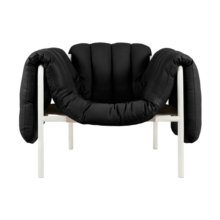 Puffy lounge chair - Black leather-cream - Hem