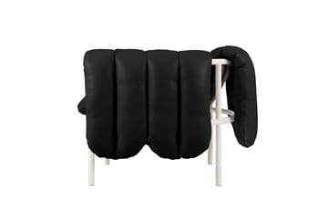 Puffy lounge chair - Black leather-cream - Hem