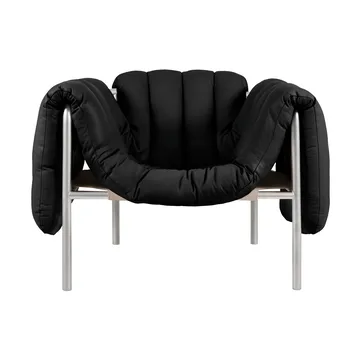 Puffy lounge chair - Black leather-stainless steel - Hem