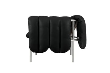 Puffy lounge chair - Black leather-stainless steel - Hem