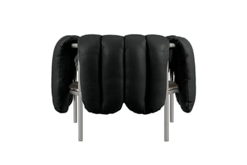 Puffy lounge chair - Black leather-stainless steel - Hem