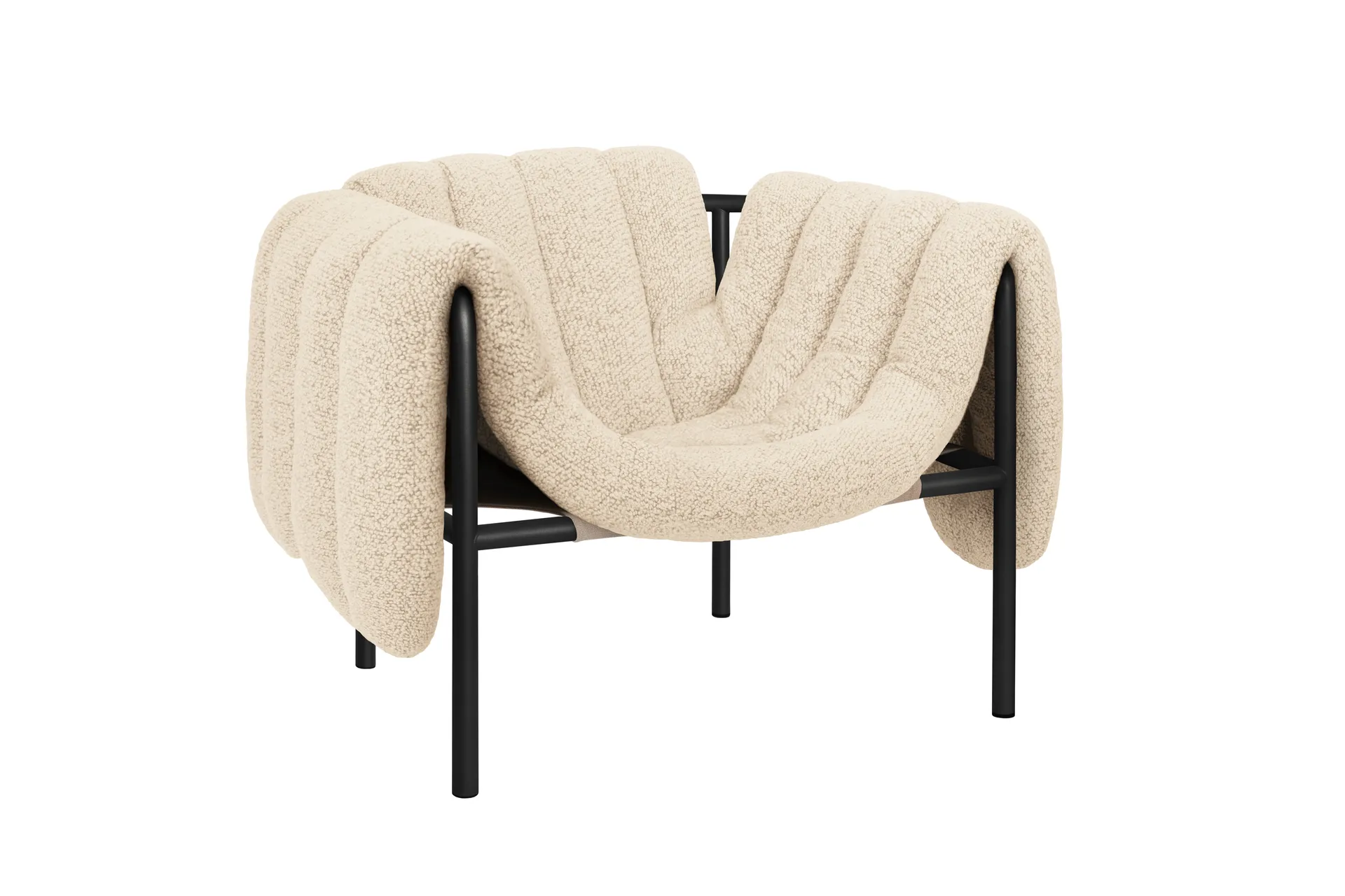 Puffy lounge chair, Eggshell-black grey Hem