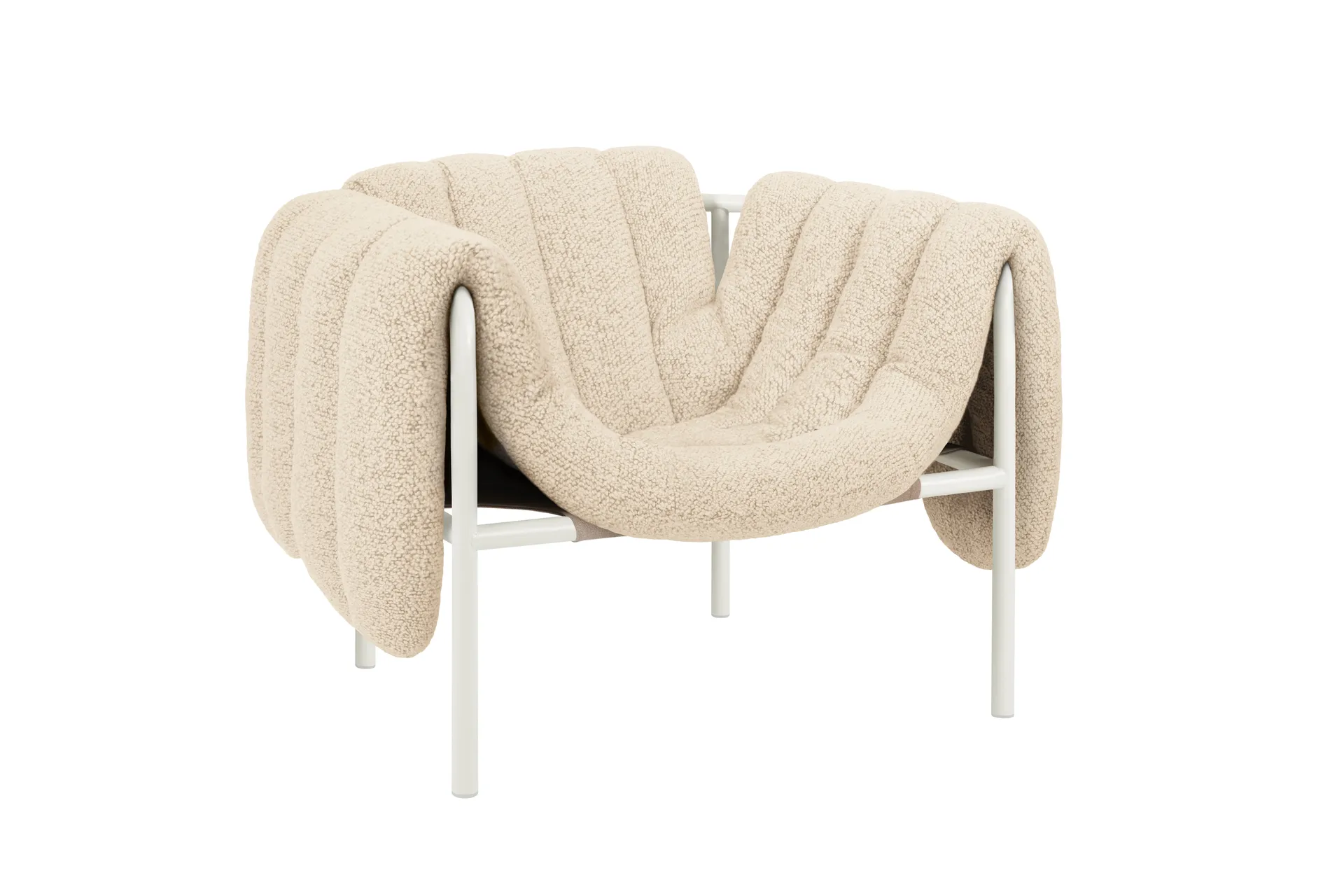 Puffy lounge chair, Eggshell-cream Hem
