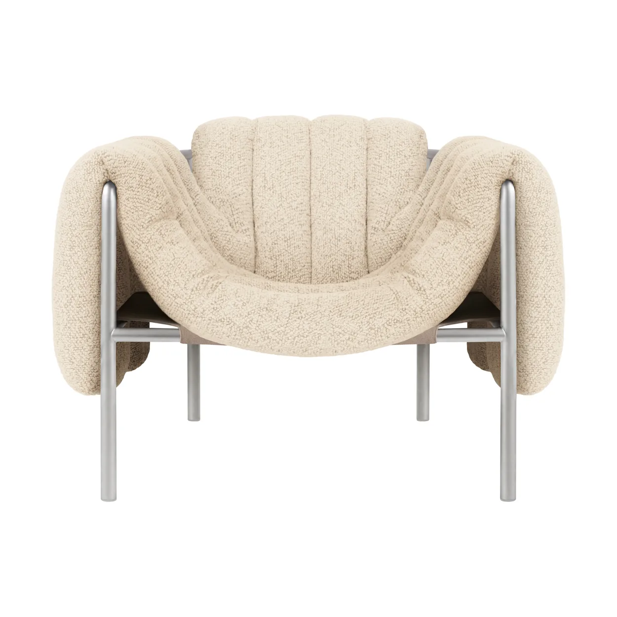 Hem Puffy lounge chair Eggshell-stainless steel | Scandinavian Design | Chairs | Beige