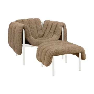 Puffy lounge chair + ottoman - Sawdust-cream - Hem