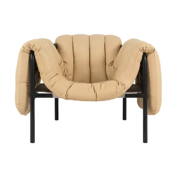 Puffy lounge chair - Sand leather-black grey - Hem