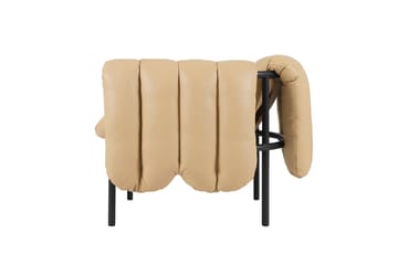 Puffy lounge chair - Sand leather-black grey - Hem