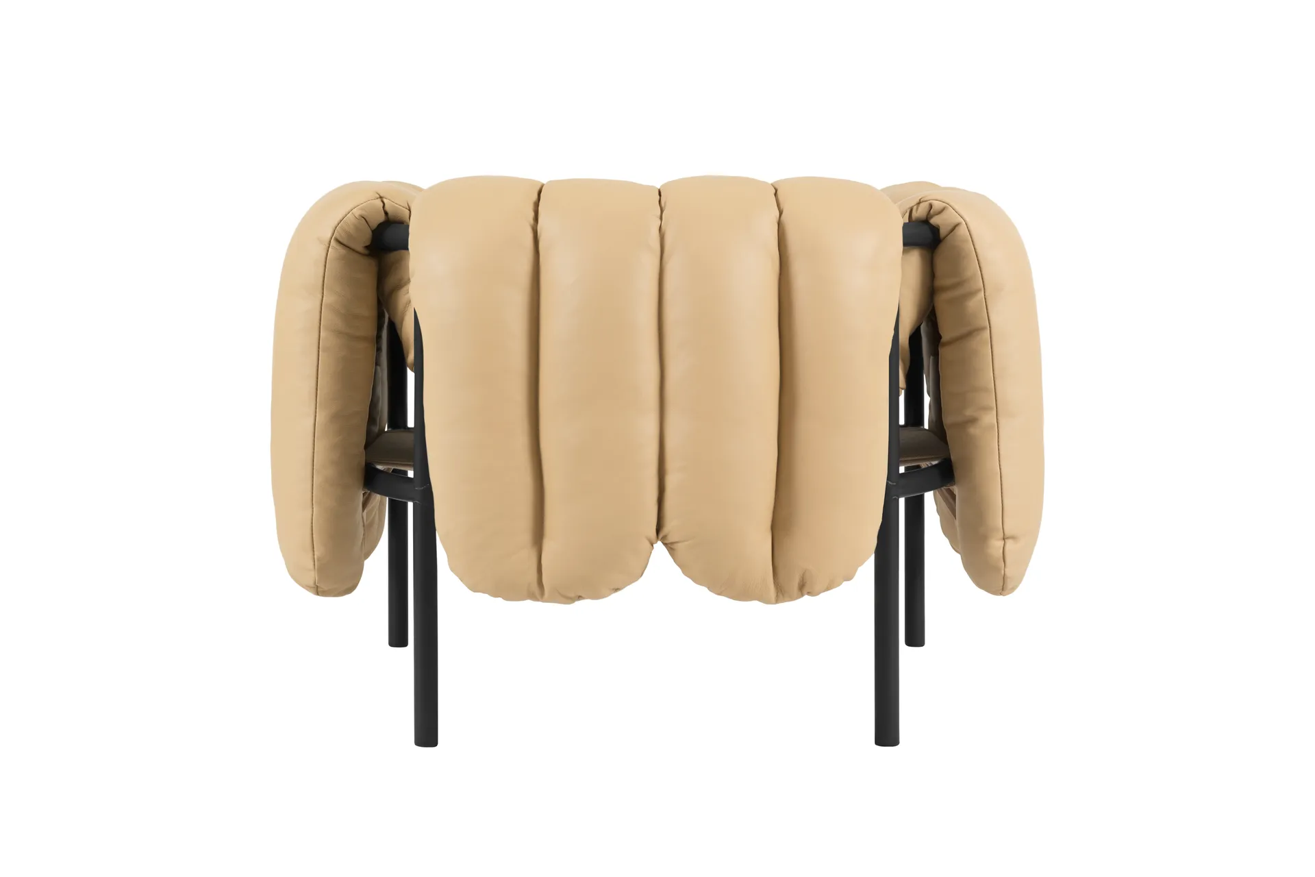 Puffy lounge chair, Sand leather-black grey Hem