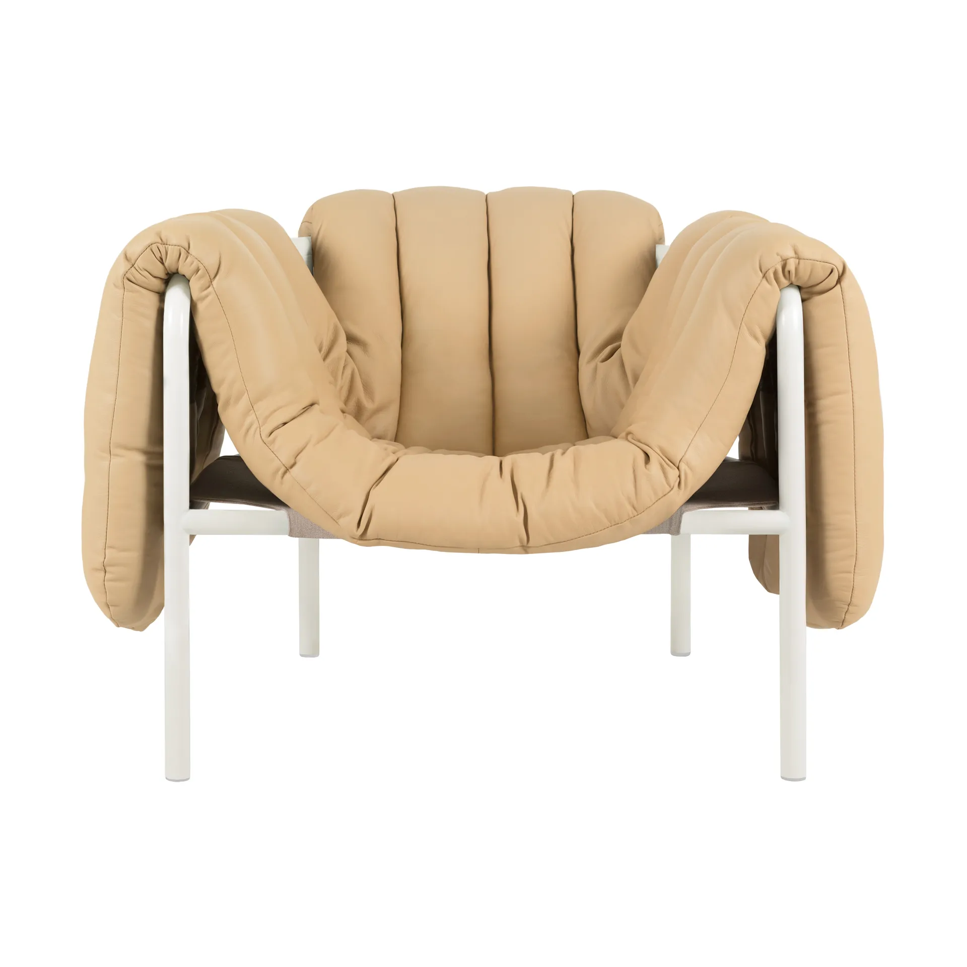 Puffy lounge chair, Sand leather-cream Hem