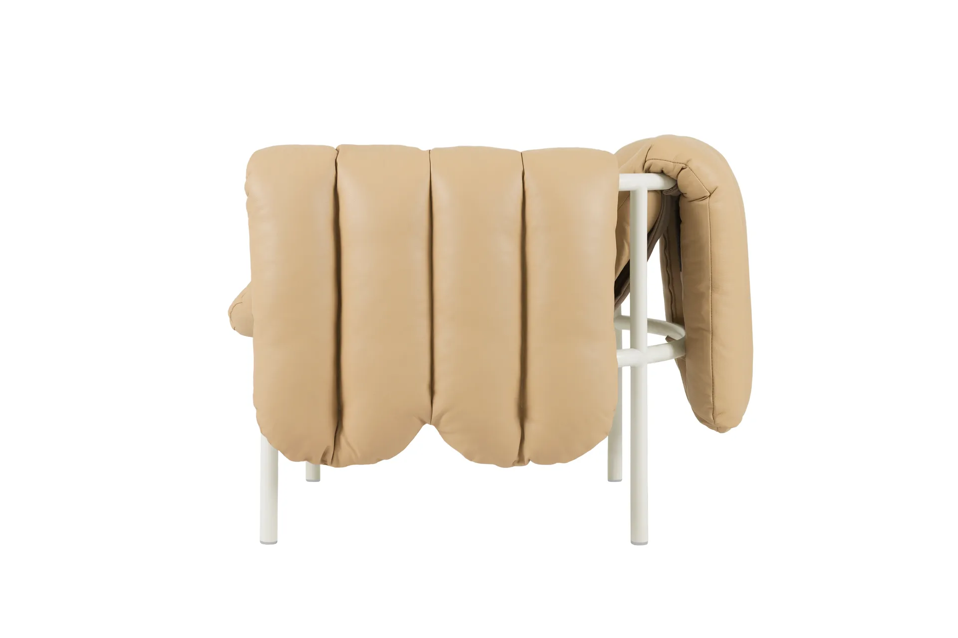 Puffy lounge chair, Sand leather-cream Hem