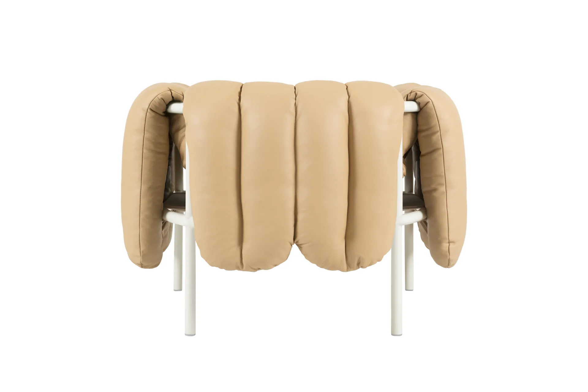 Puffy lounge chair, Sand leather-cream Hem
