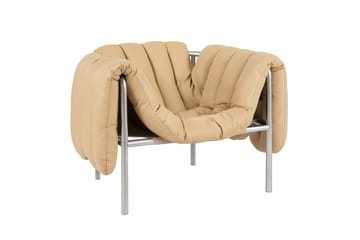 Puffy lounge chair - Sand leather-stainless steel - Hem