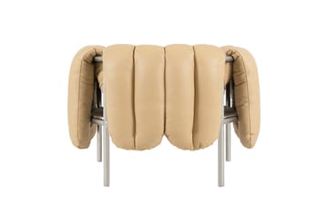 Puffy lounge chair - Sand leather-stainless steel - Hem