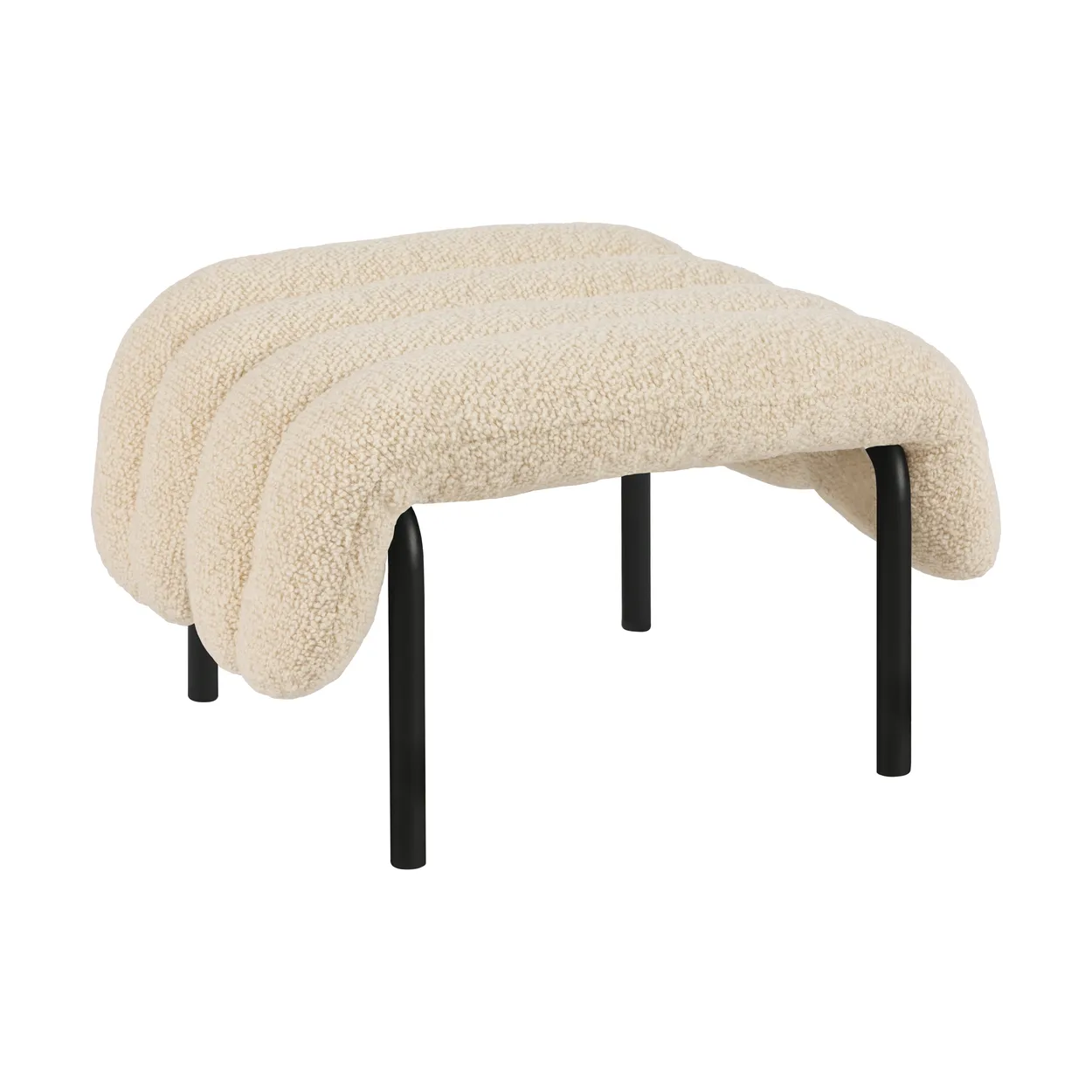 Hem Puffy ottoman 58x67 cm Eggshell-black grey | Scandinavian Design | Armchairs & footstools | Beige