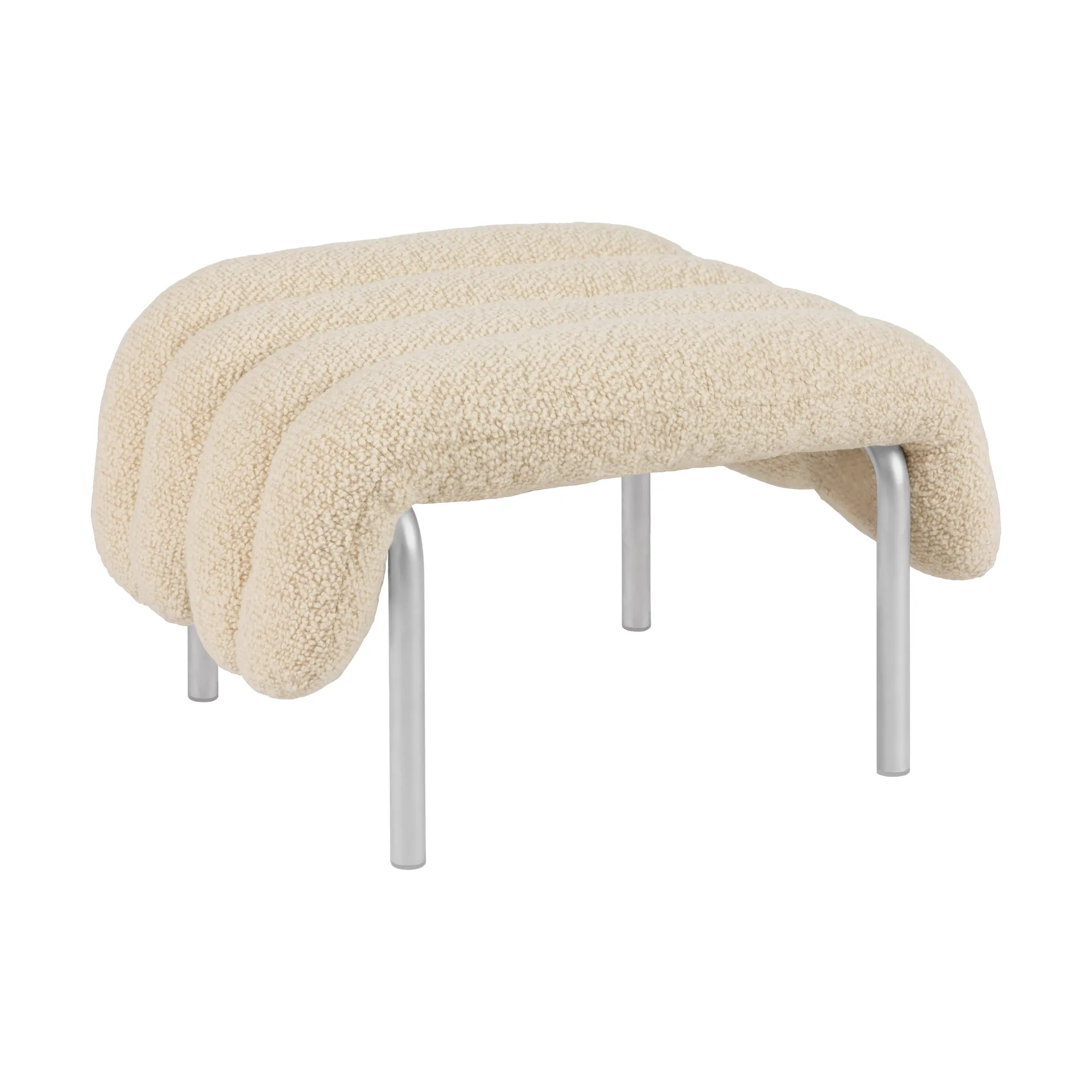 Puffy ottoman 58x67 cm, Eggshell-stainless steel Hem