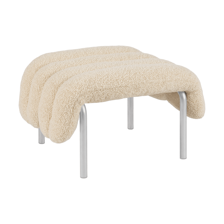 Puffy ottoman 58x67 cm - Eggshell-stainless steel - Hem