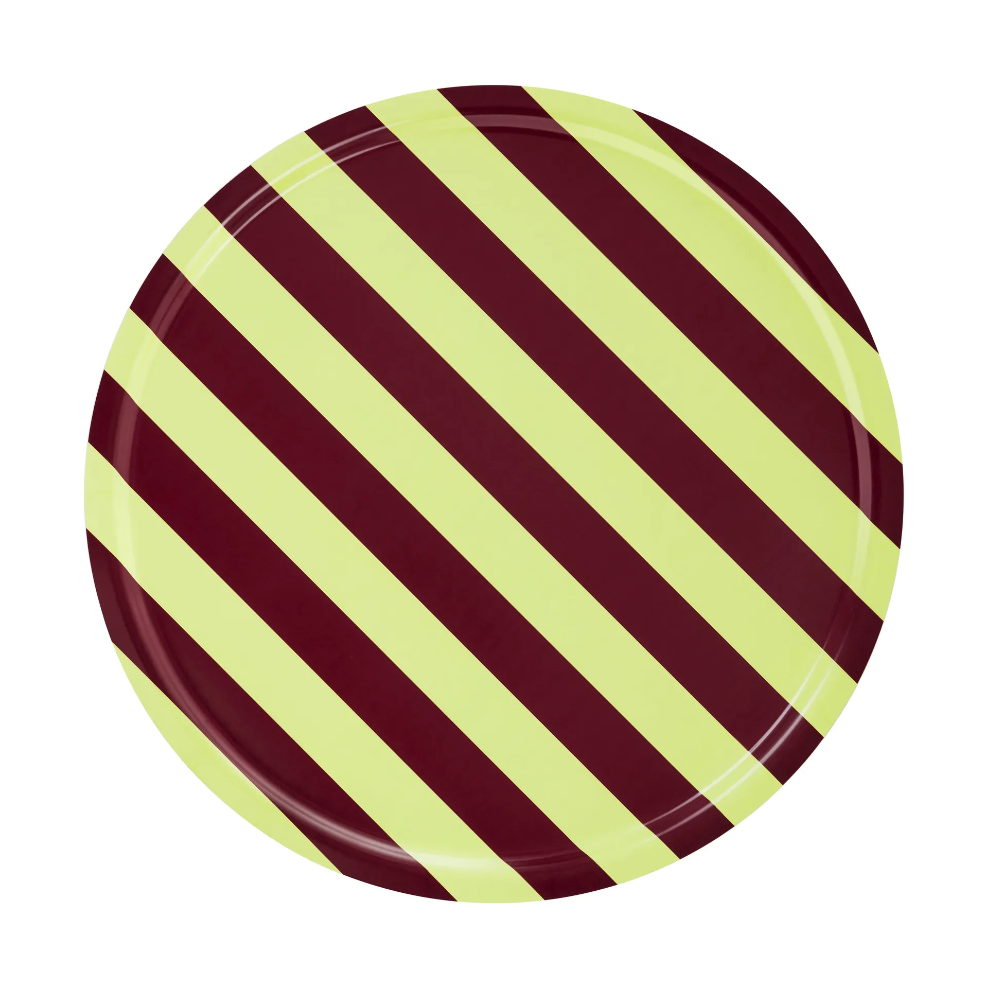 Stripe tray Large Ø65 cm, Butter-burgundy Hem