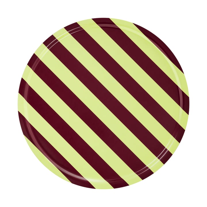 Stripe tray Large Ø65 cm - Butter-burgundy - Hem