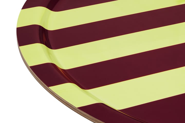 Stripe tray Large Ø65 cm, Butter-burgundy Hem