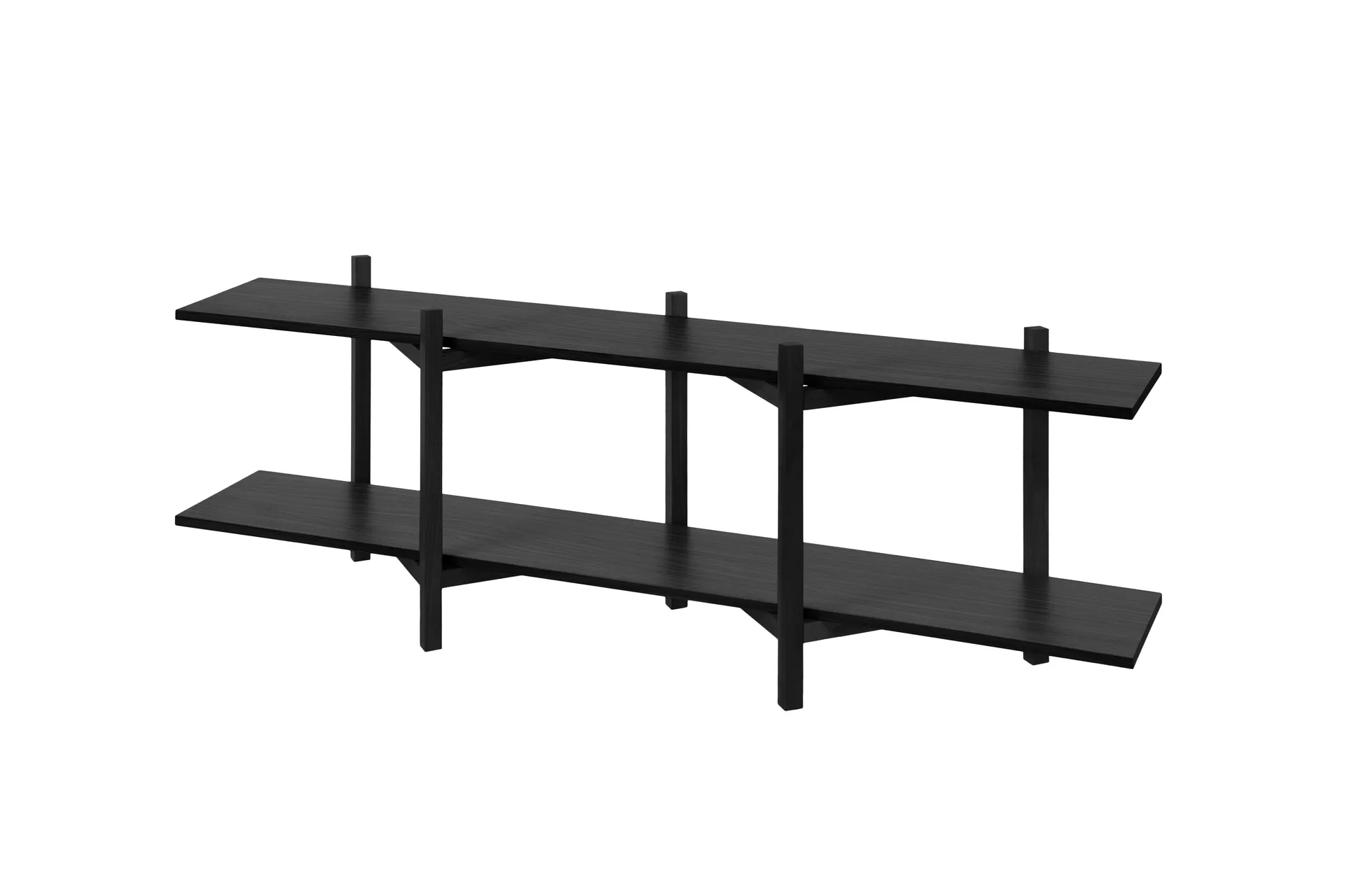Zig Zag shelf Media 194x57 cm, Black Hem