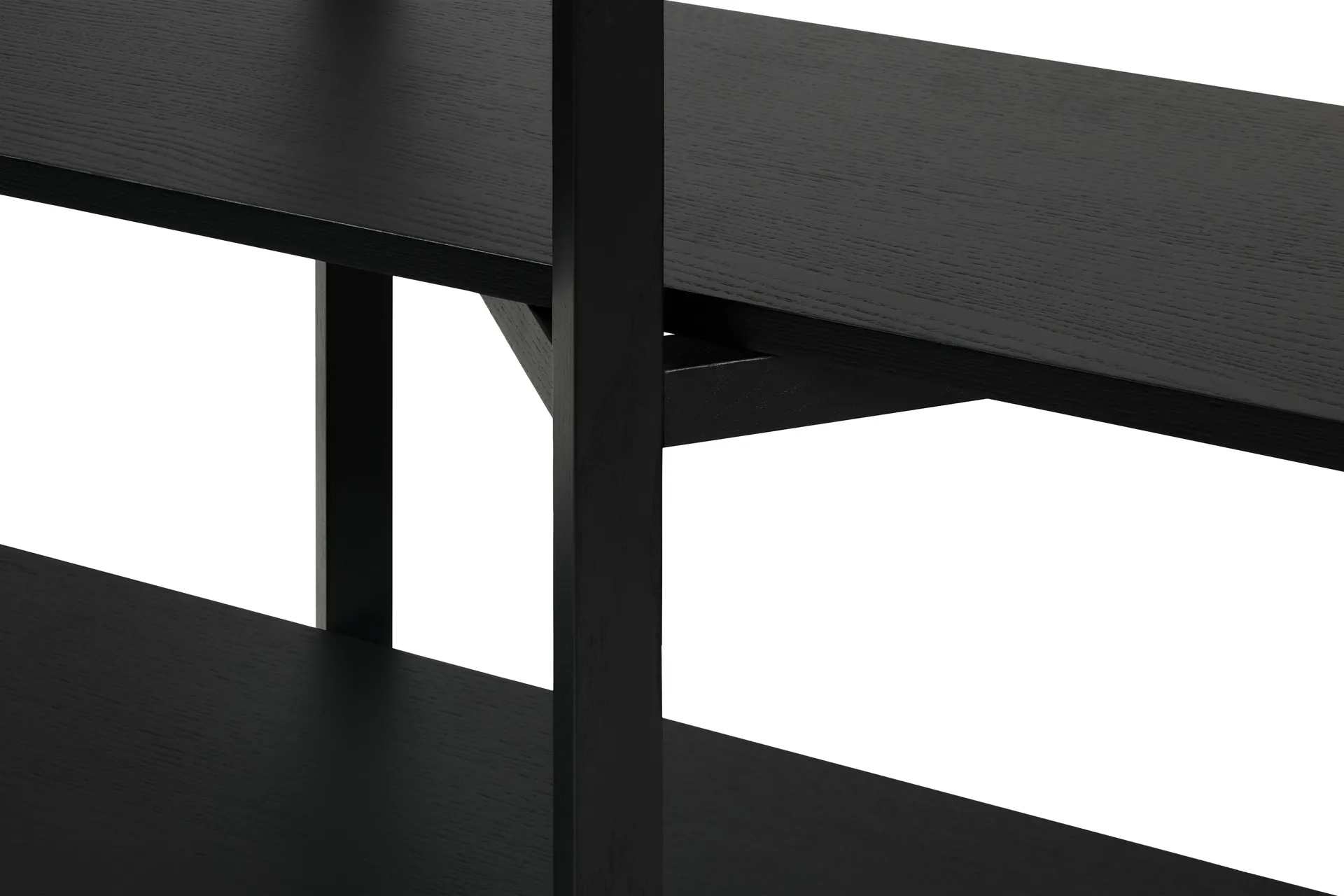 Zig Zag shelf Media 194x57 cm, Black Hem