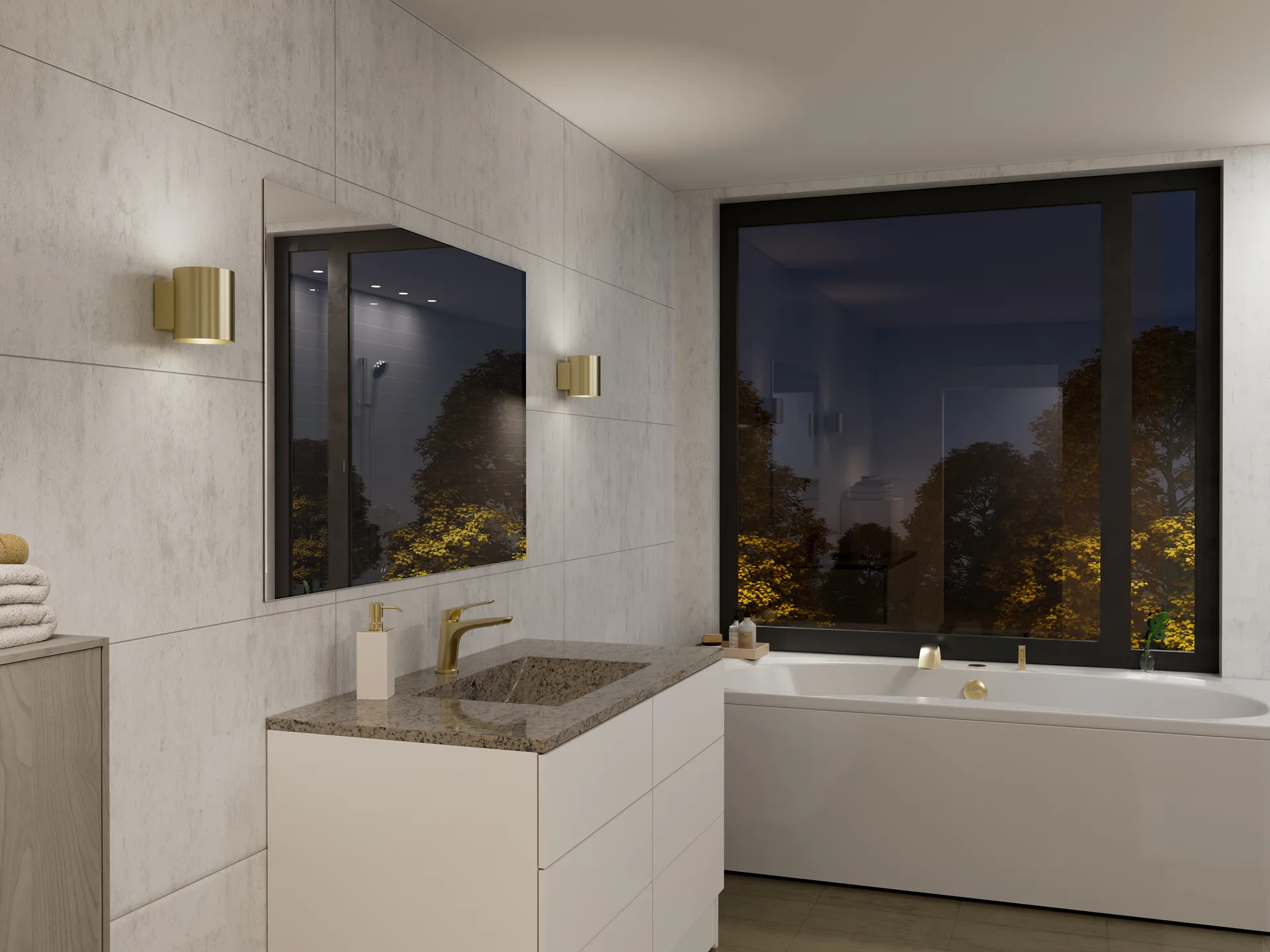 Evoke wall lamp small, Satin brass Herstal