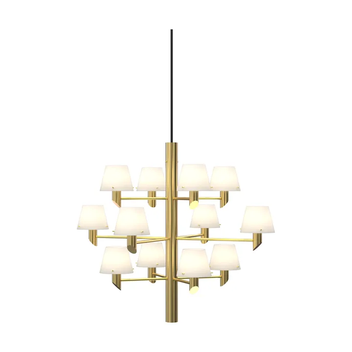 Gil Crown 12 Chandelier - Satin brass-opal glass - Herstal