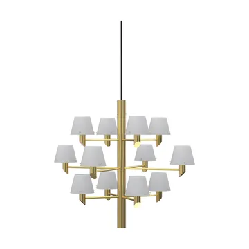 Gil Crown 12 Chandelier - Satin brass-opal glass - Herstal