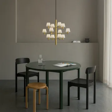 Gil Crown 12 Chandelier - Satin brass-opal glass - Herstal