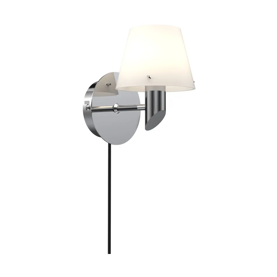 Gil wall lamp, Chrome–opal glass Herstal