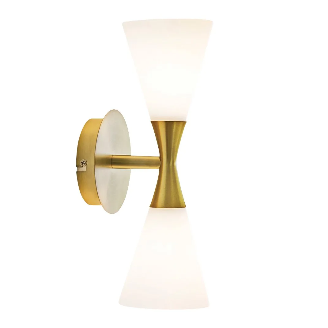 Herstal Harlekin duo wall lamp brass-white | Scandinavian Design | Wall lights | White