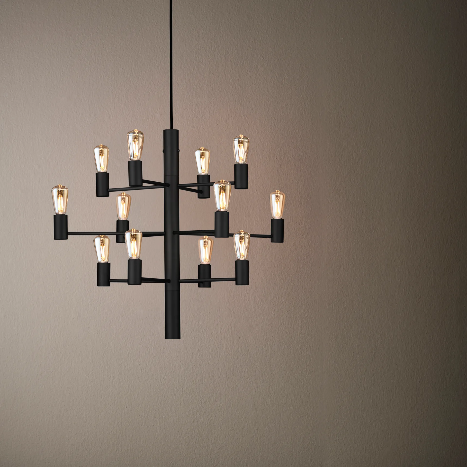 Manola 12 chandelier, black Herstal