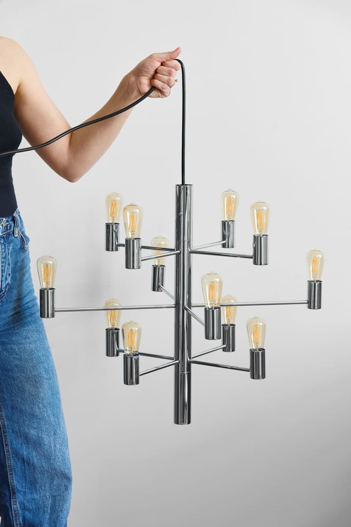 Manola 12 chandelier, chrome Herstal