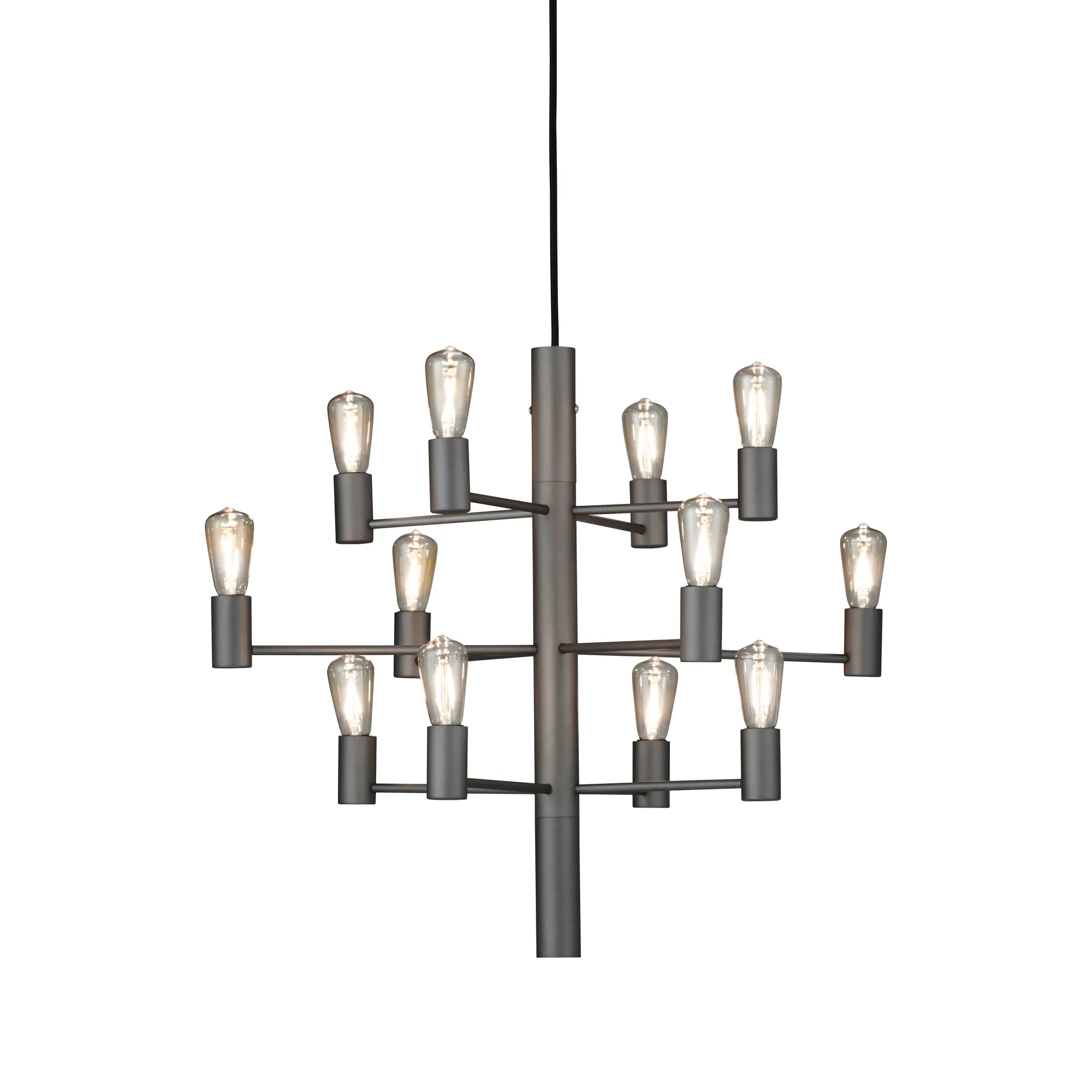 Manola 12 chandelier, graphite (grey) Herstal