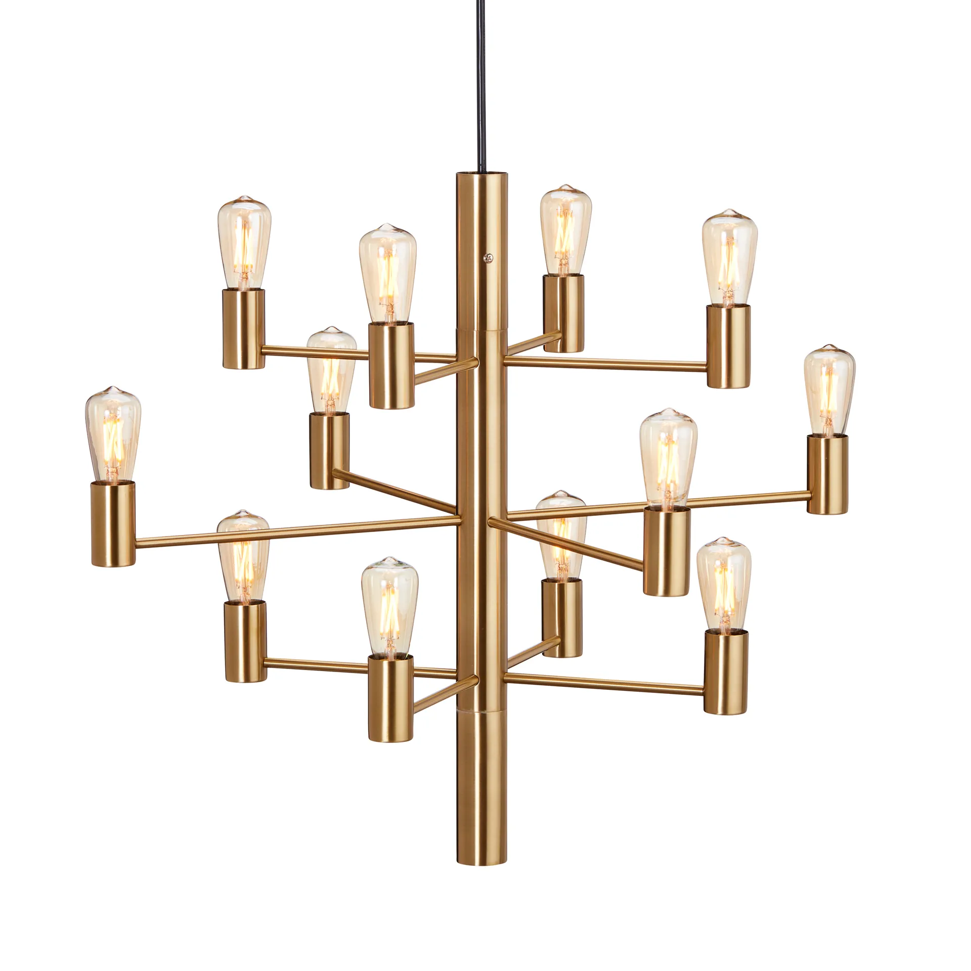 Manola 12 chandelier, satin brass Herstal